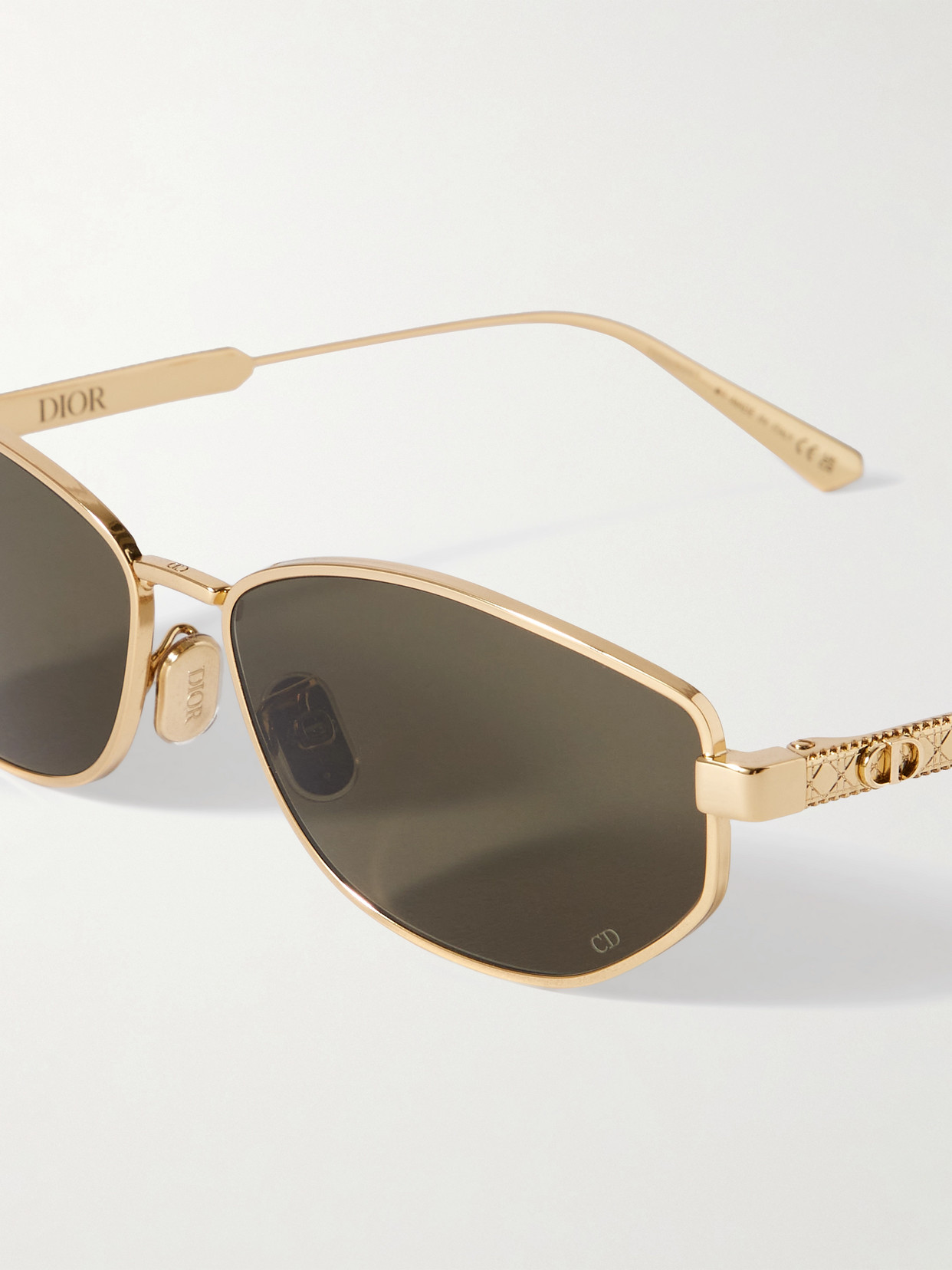 Dior Cannage B1u Oval-frame Gold-tone Sunglasses In Gold