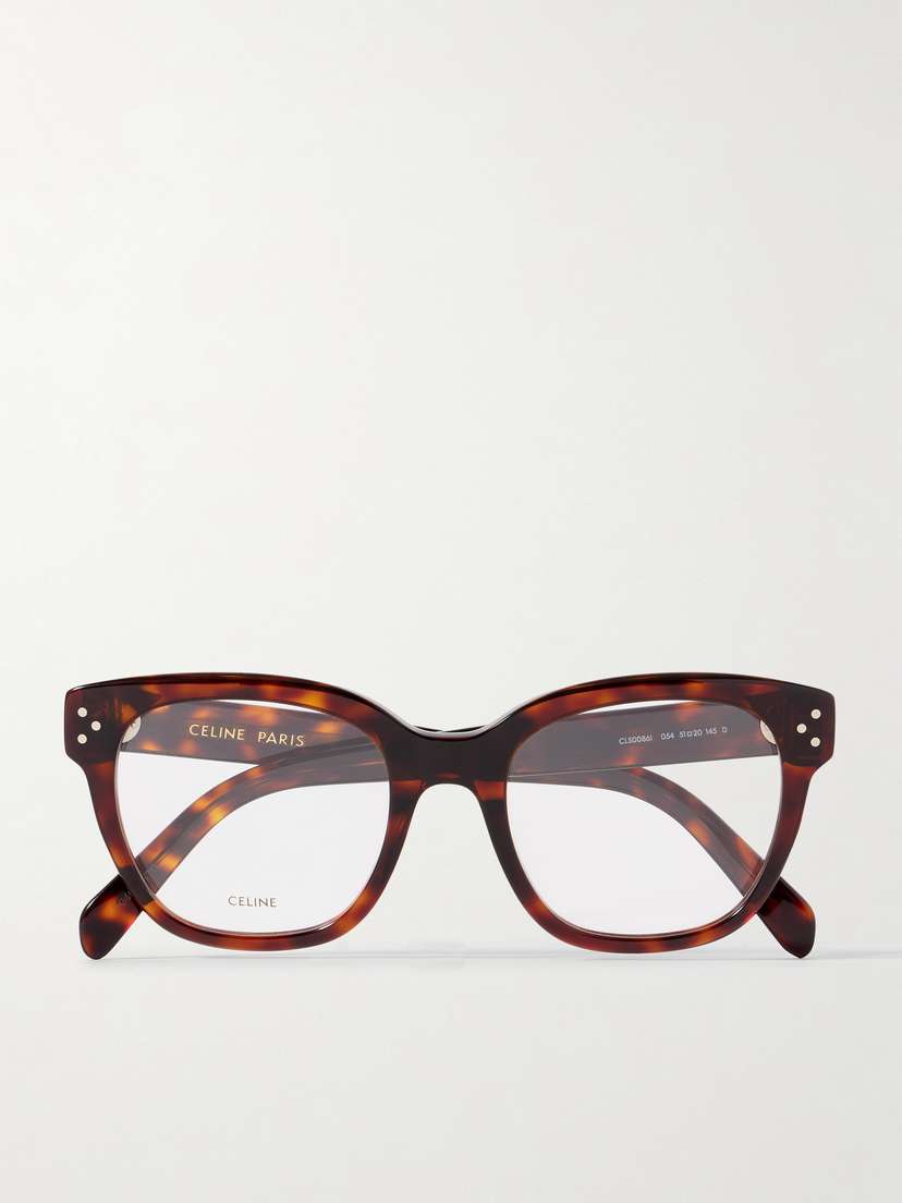 CELINE Eyewear Oversized Square-frame Tortoiseshell Acetate Optical Glasses