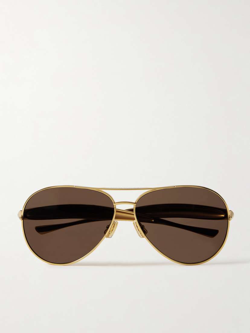 Bottega Veneta Eyewear Sardine Aviator-style Gold-tone Sunglasses