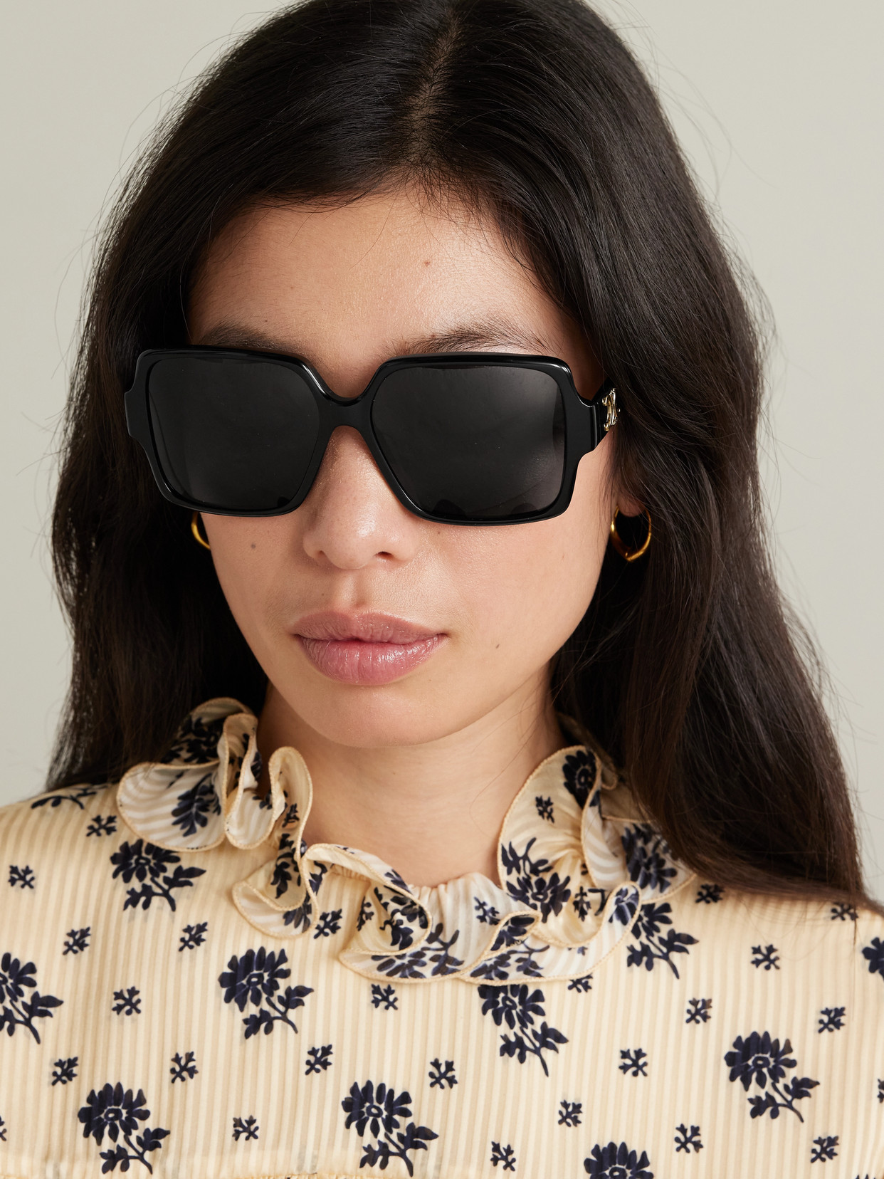 Celine Triomphe Oversized Square-frame Acetate Sunglasses In Black
