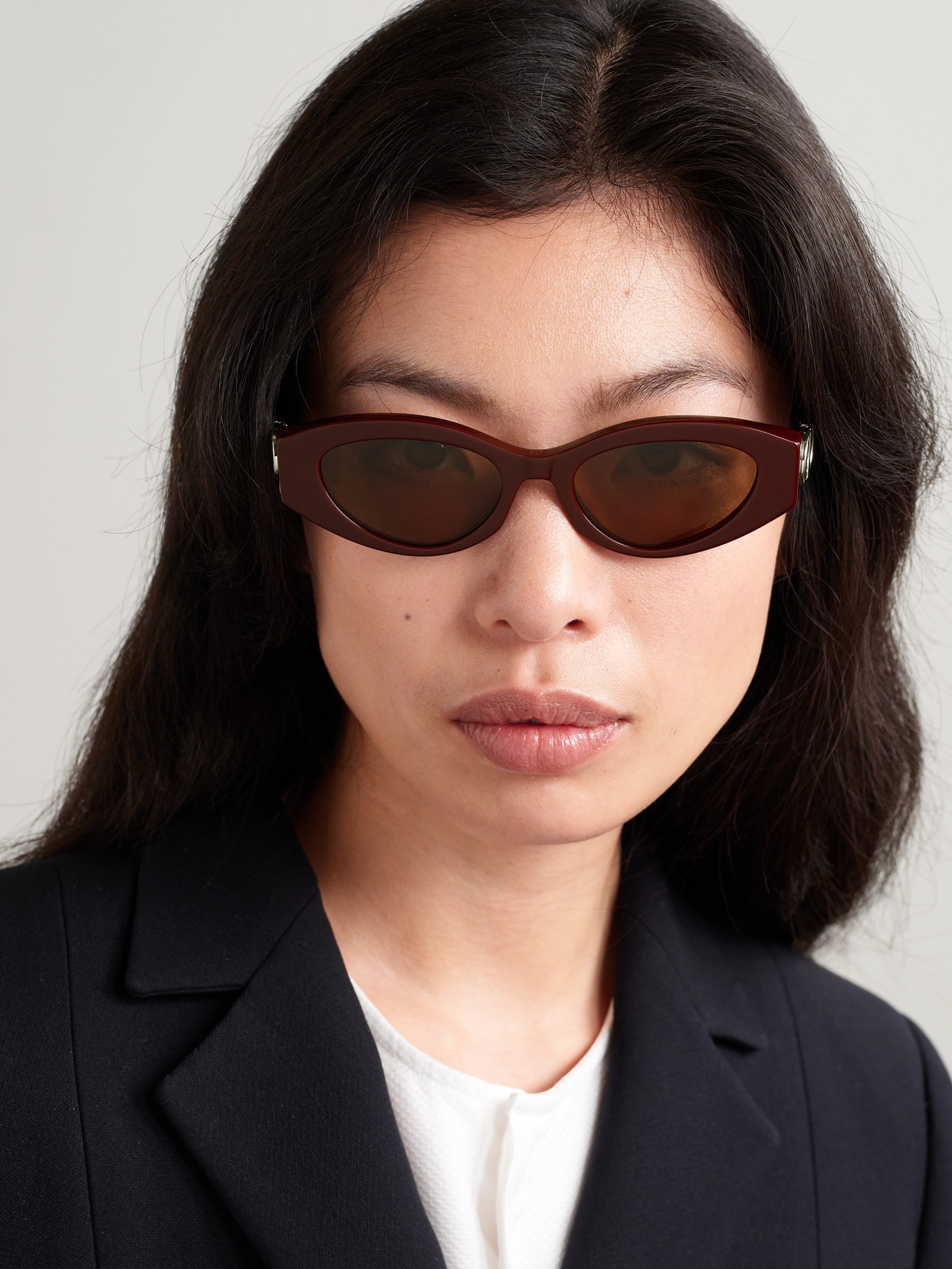 Shop Dior 30montaigne B6i Cat-eye Acetate And Gold- And Silver-tone Sunglasses In Red