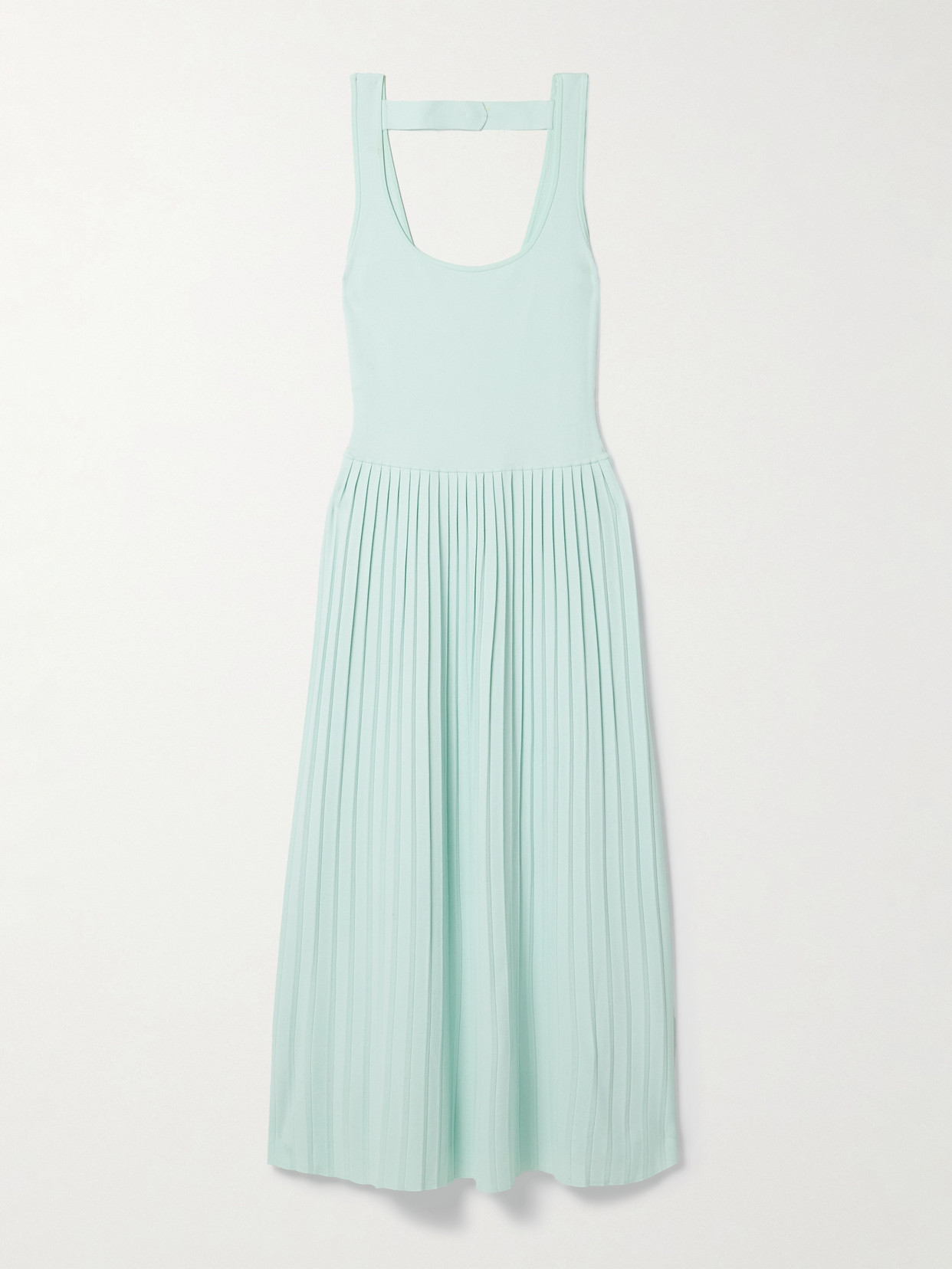 Maria Mcmanus Pleated Stretch-knit Midi Dress In Green