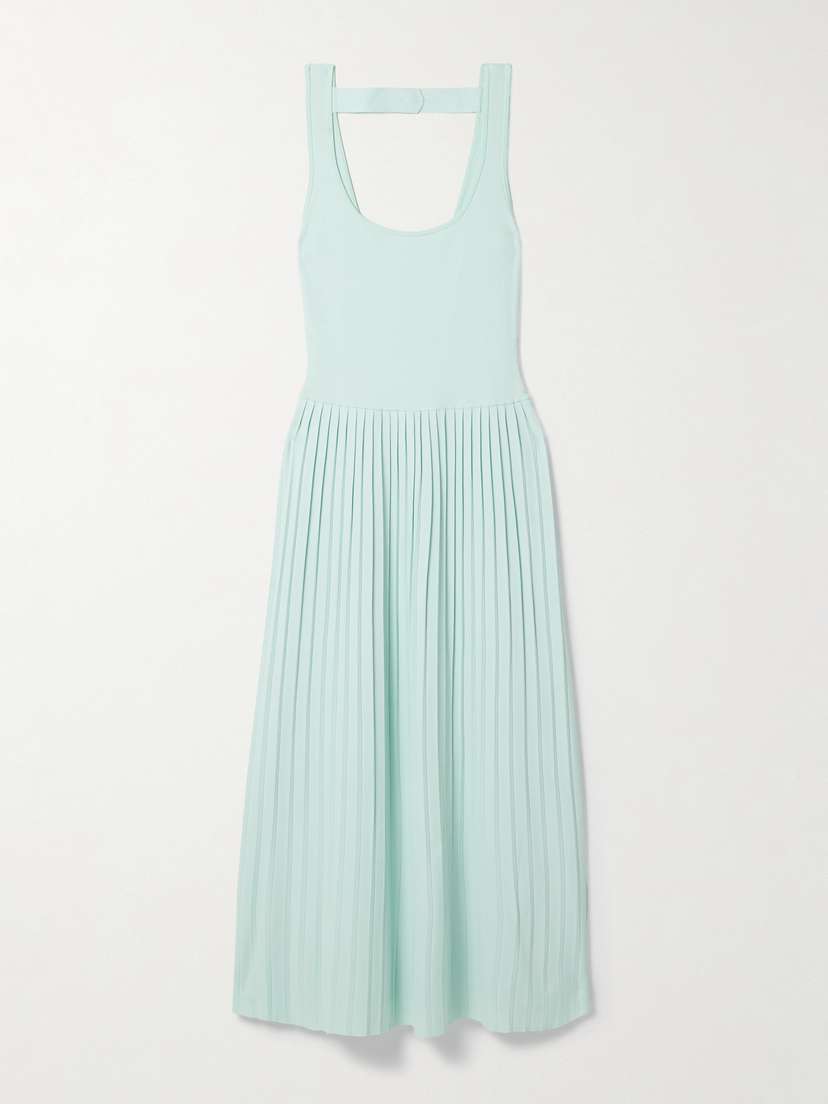 Maria McManus Pleated Stretch-knit Midi Dress