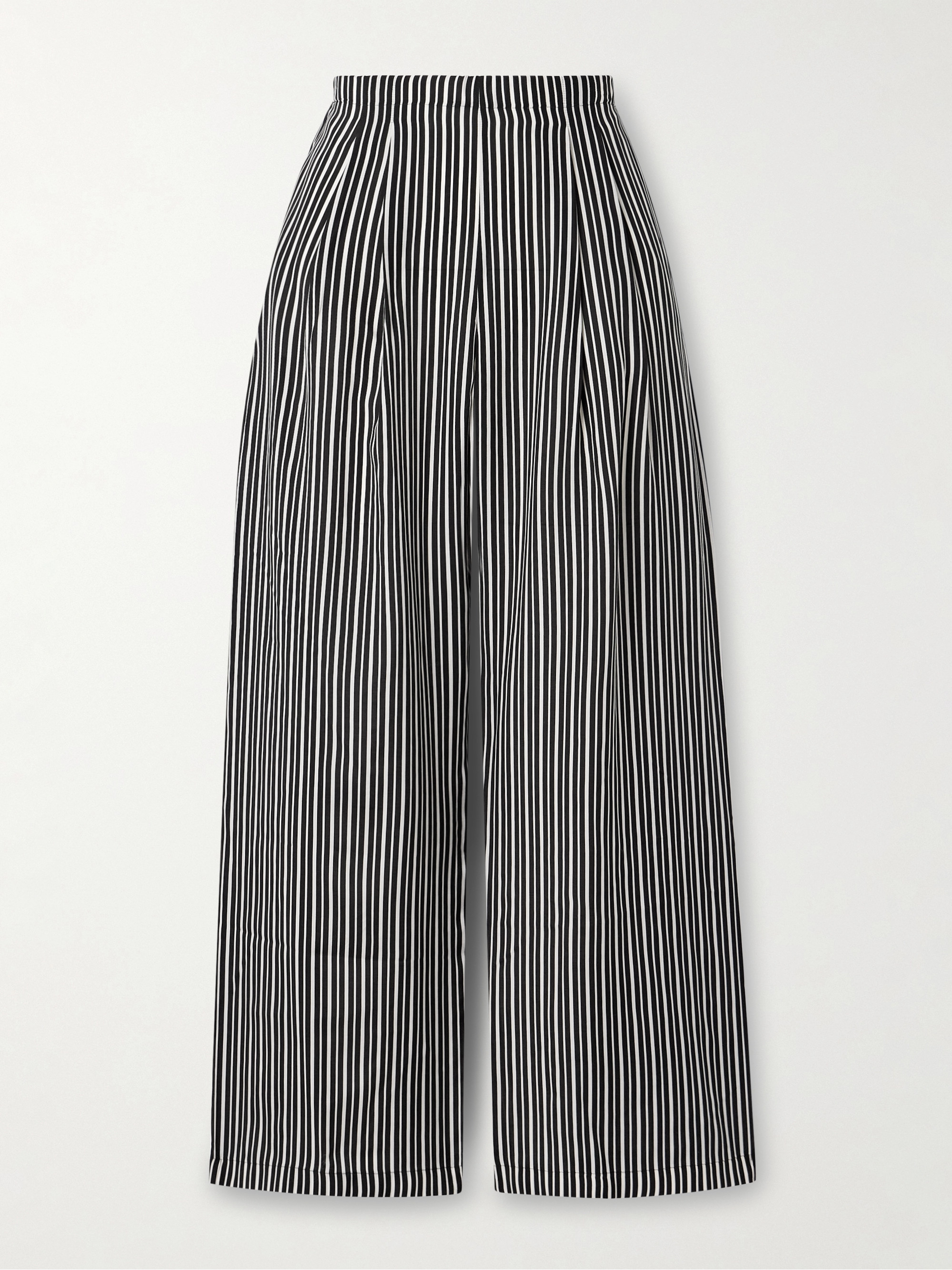 MARIA MCMANUS Pleated striped recycled-crepe de chine straight-leg pants