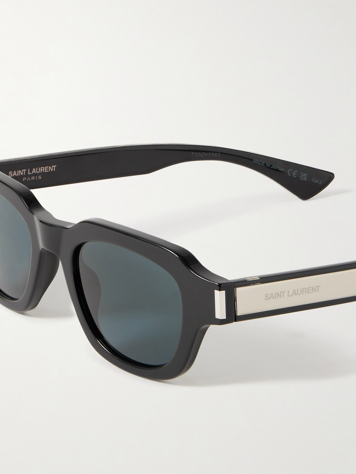 Saint Laurent D-frame Acetate And Silver-tone Sunglasses In Black