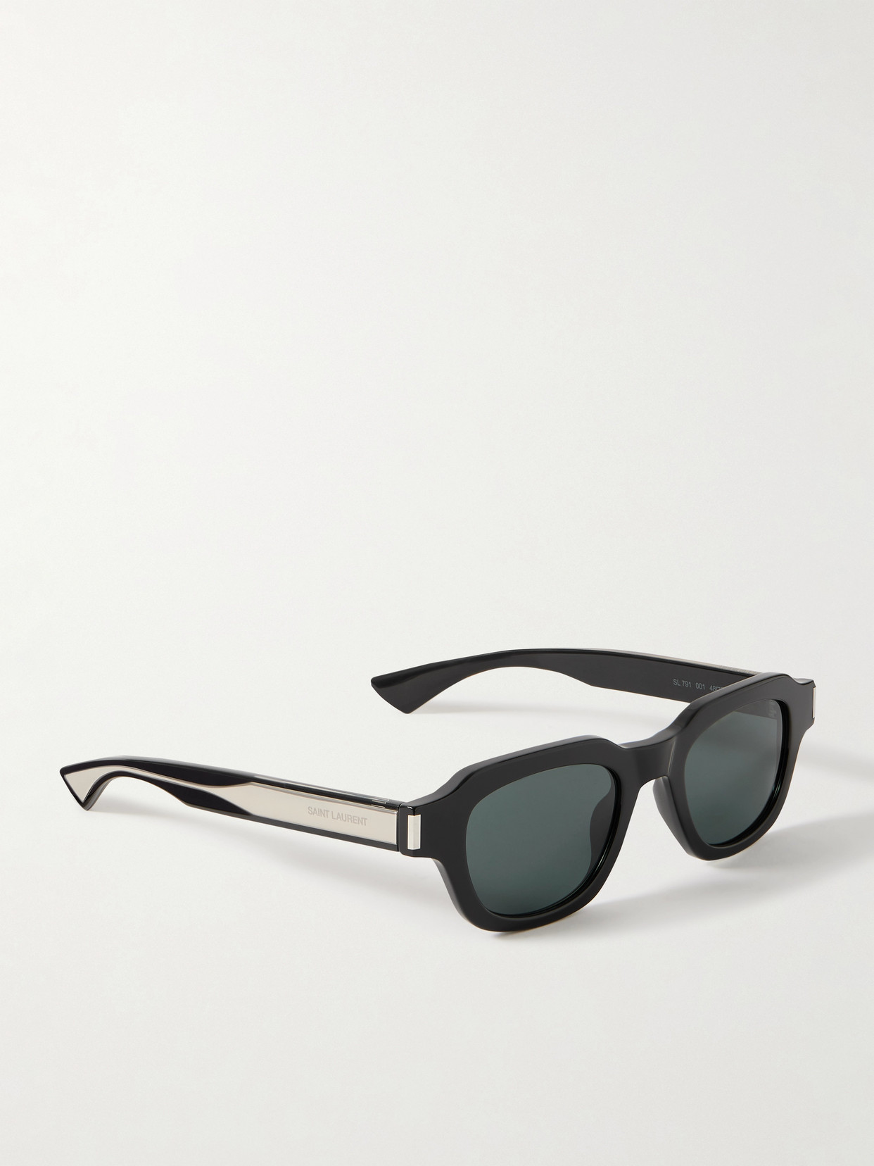 Saint Laurent D-frame Acetate And Silver-tone Sunglasses In Black