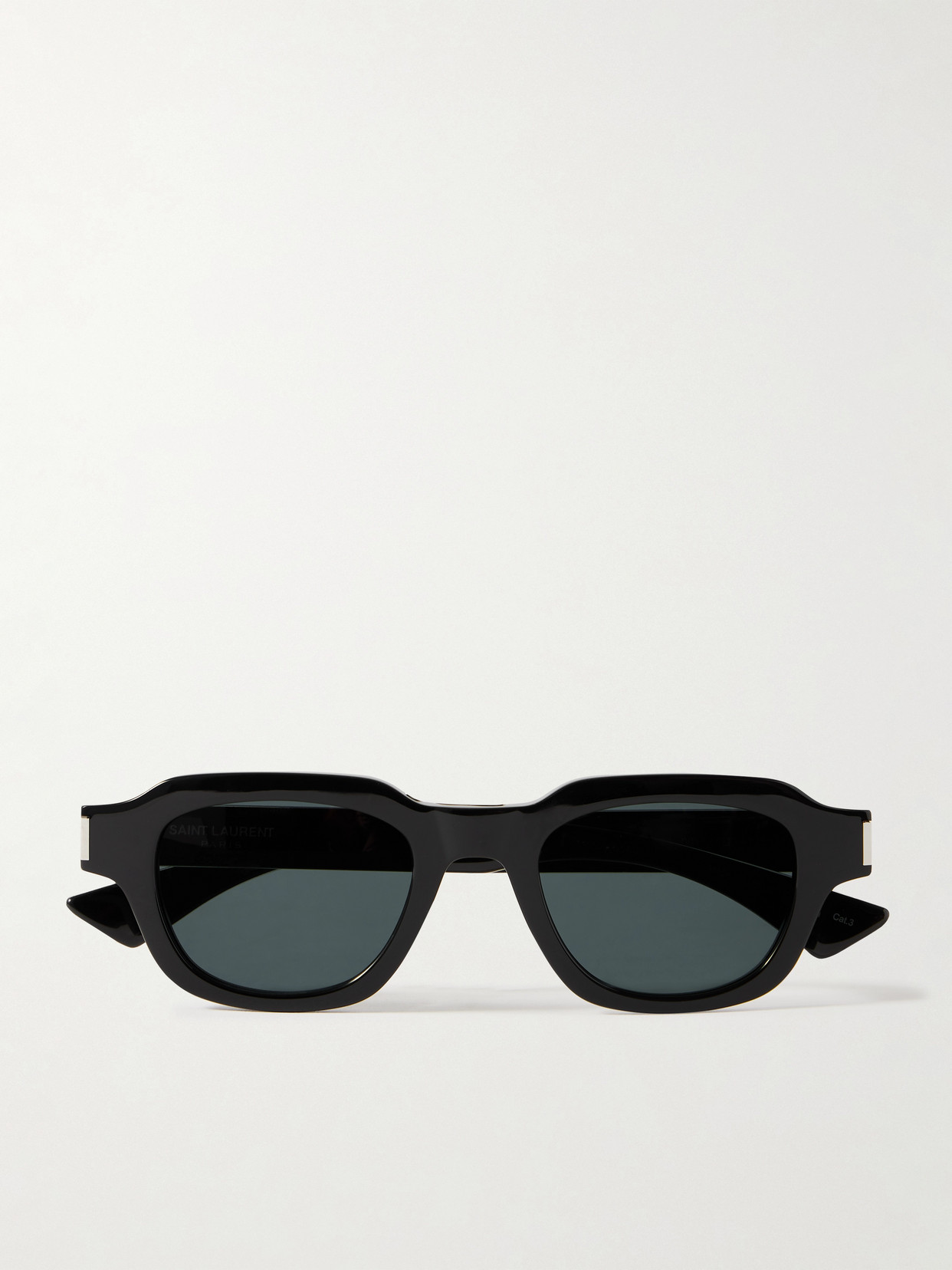 Saint Laurent D-frame Acetate And Silver-tone Sunglasses In Black