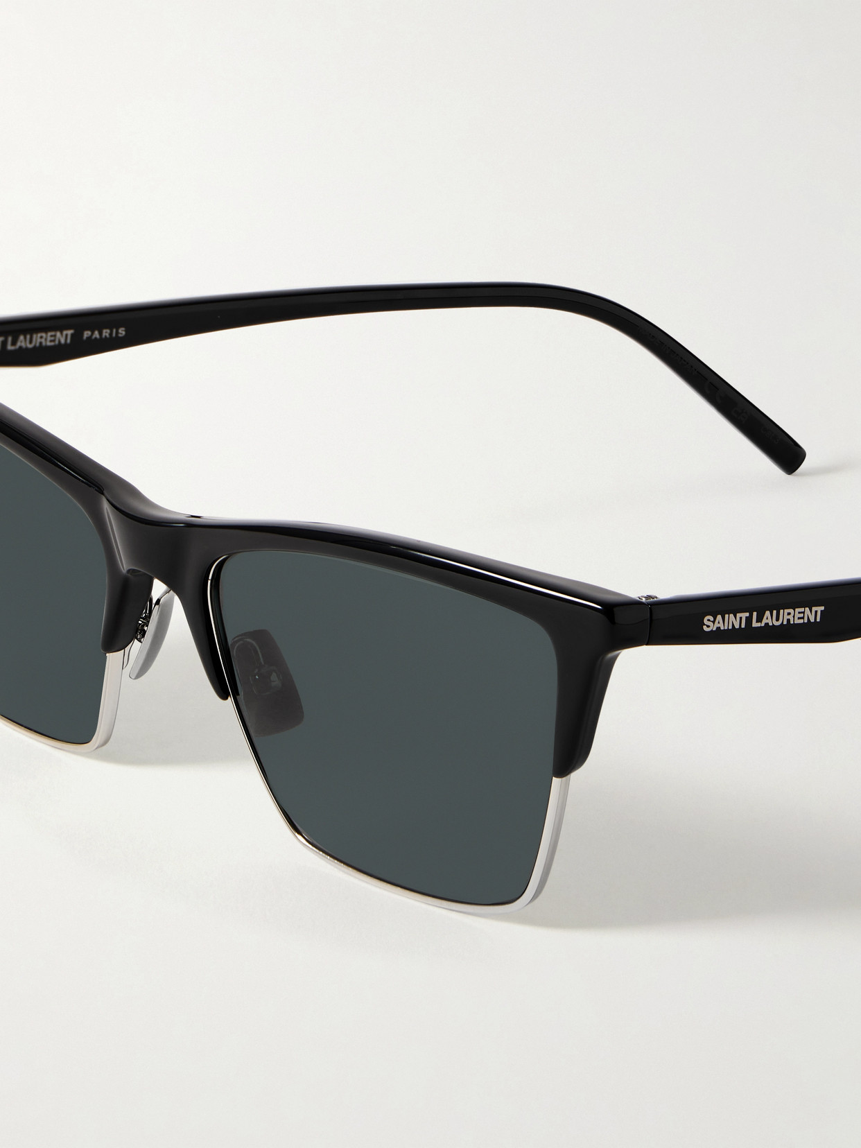 Saint Laurent D-frame Acetate And Silver-tone Sunglasses In Black