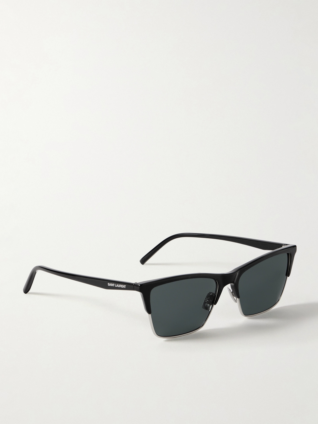 Saint Laurent D-frame Acetate And Silver-tone Sunglasses In Black