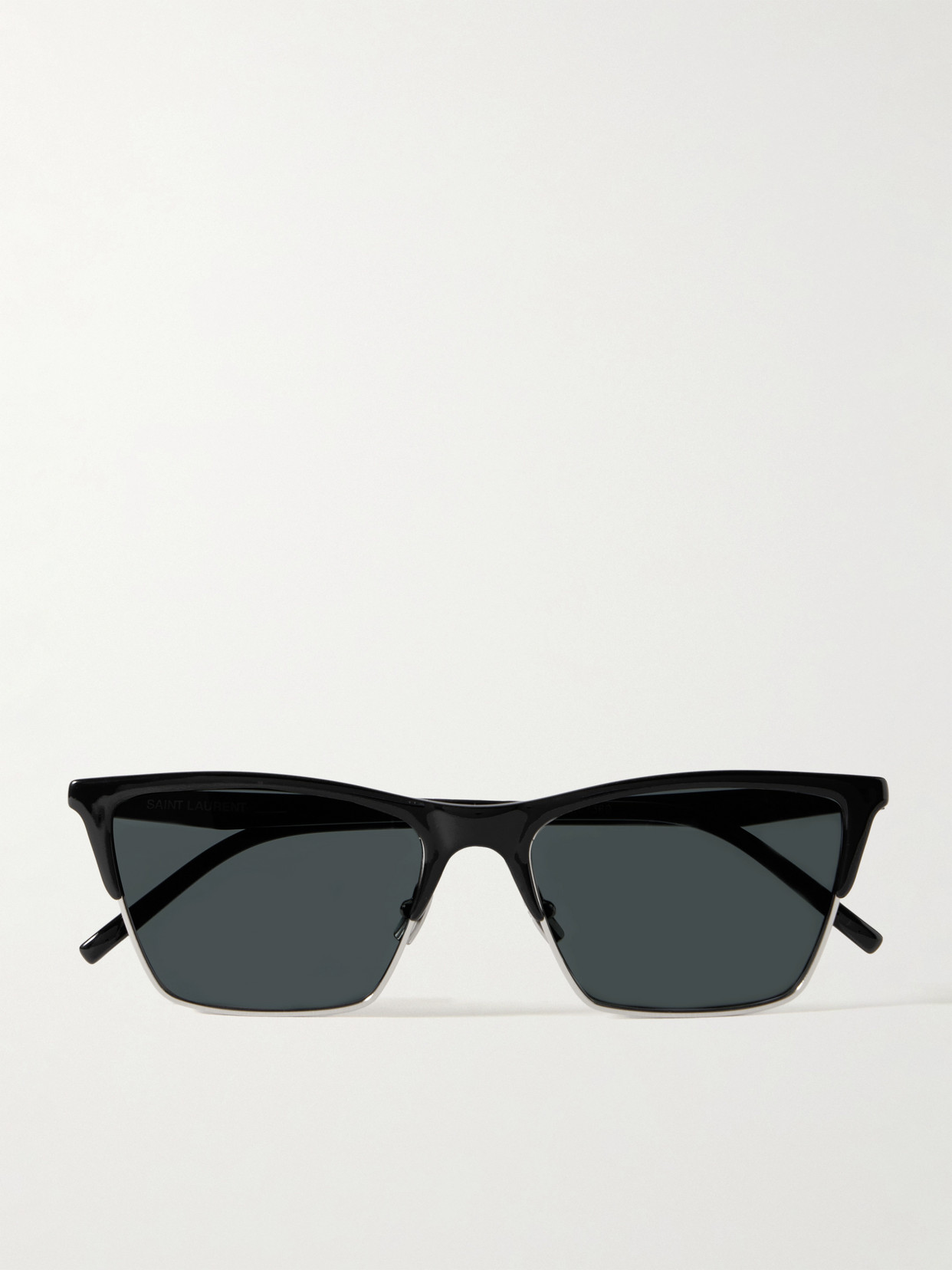 Saint Laurent D-frame Acetate And Silver-tone Sunglasses In Black