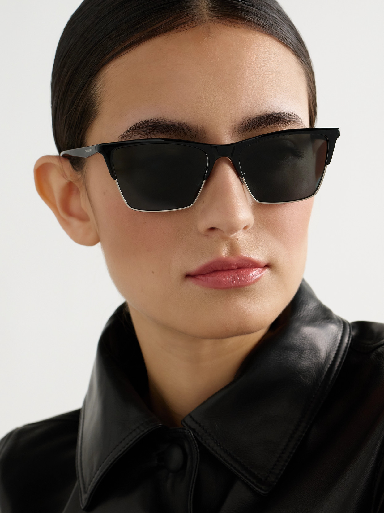 Saint Laurent D-frame Acetate And Silver-tone Sunglasses In Black