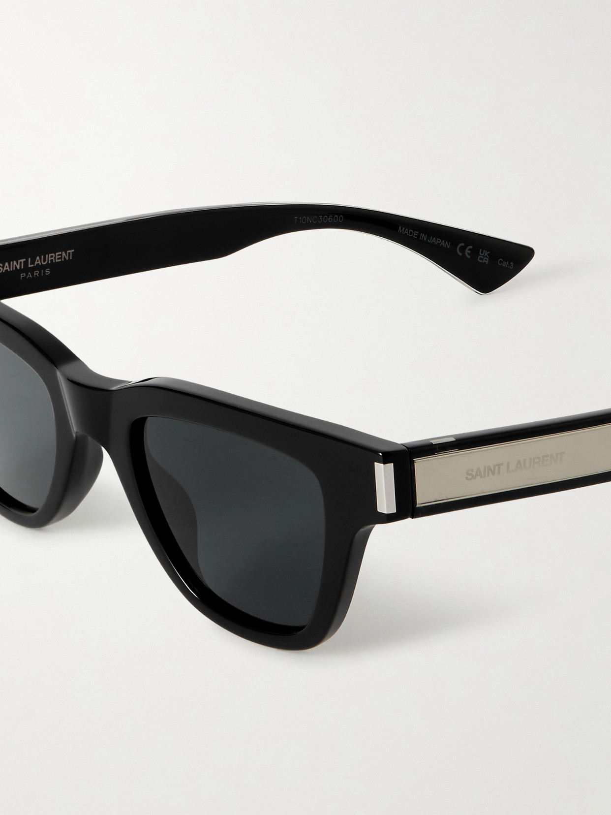 SAINT LAURENT JACQUES D-FRAME ACETATE AND SILVER-TONE SUNGLASSES