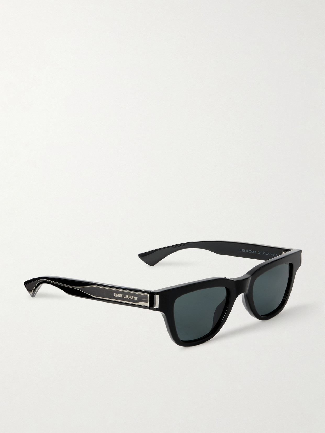 SAINT LAURENT JACQUES D-FRAME ACETATE AND SILVER-TONE SUNGLASSES