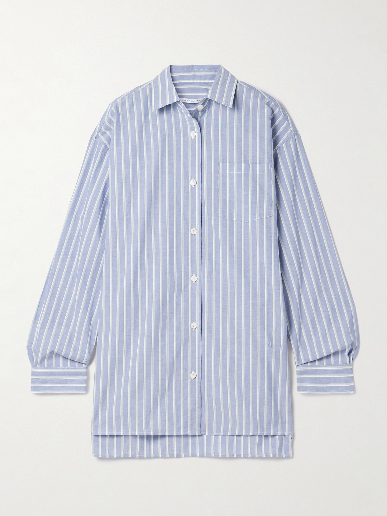 Maria Mcmanus Oversized Striped Organic Cotton Shirt In Blue