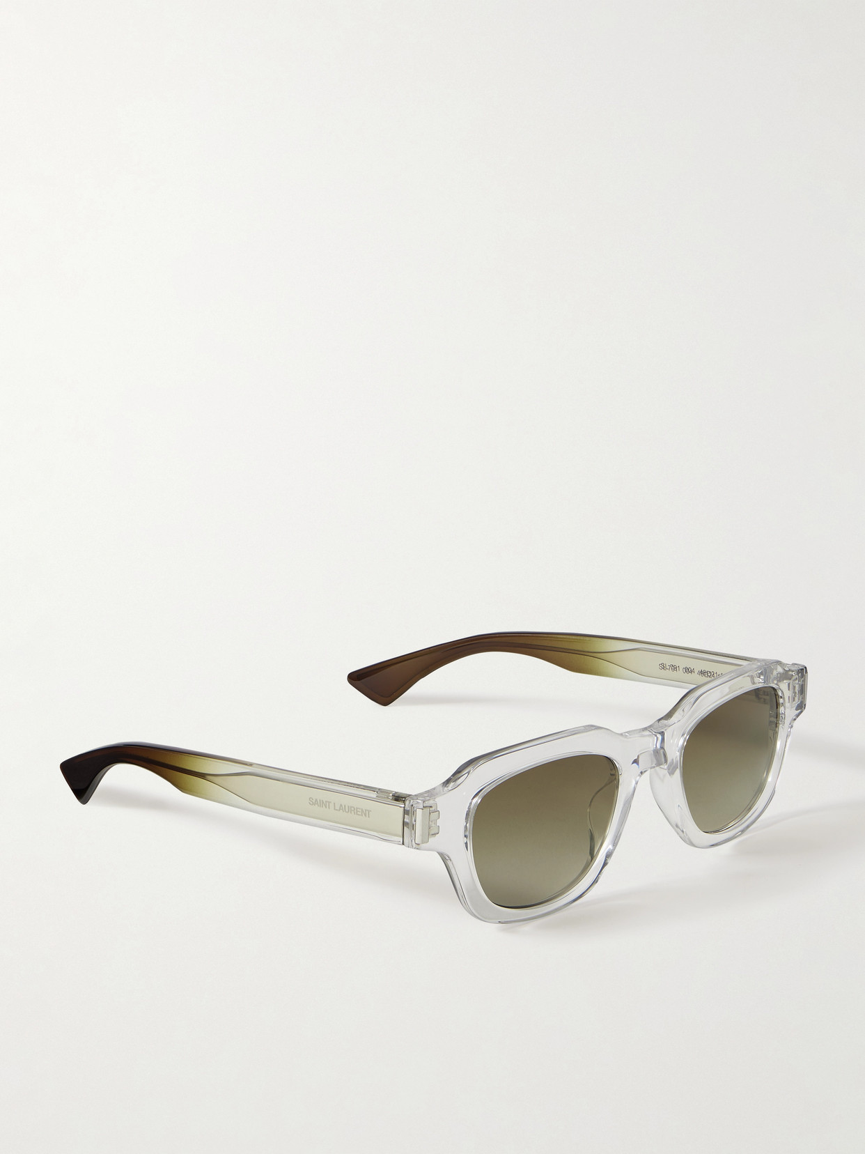 SAINT LAURENT D-FRAME ACETATE AND SILVER-TONE SUNGLASSES
