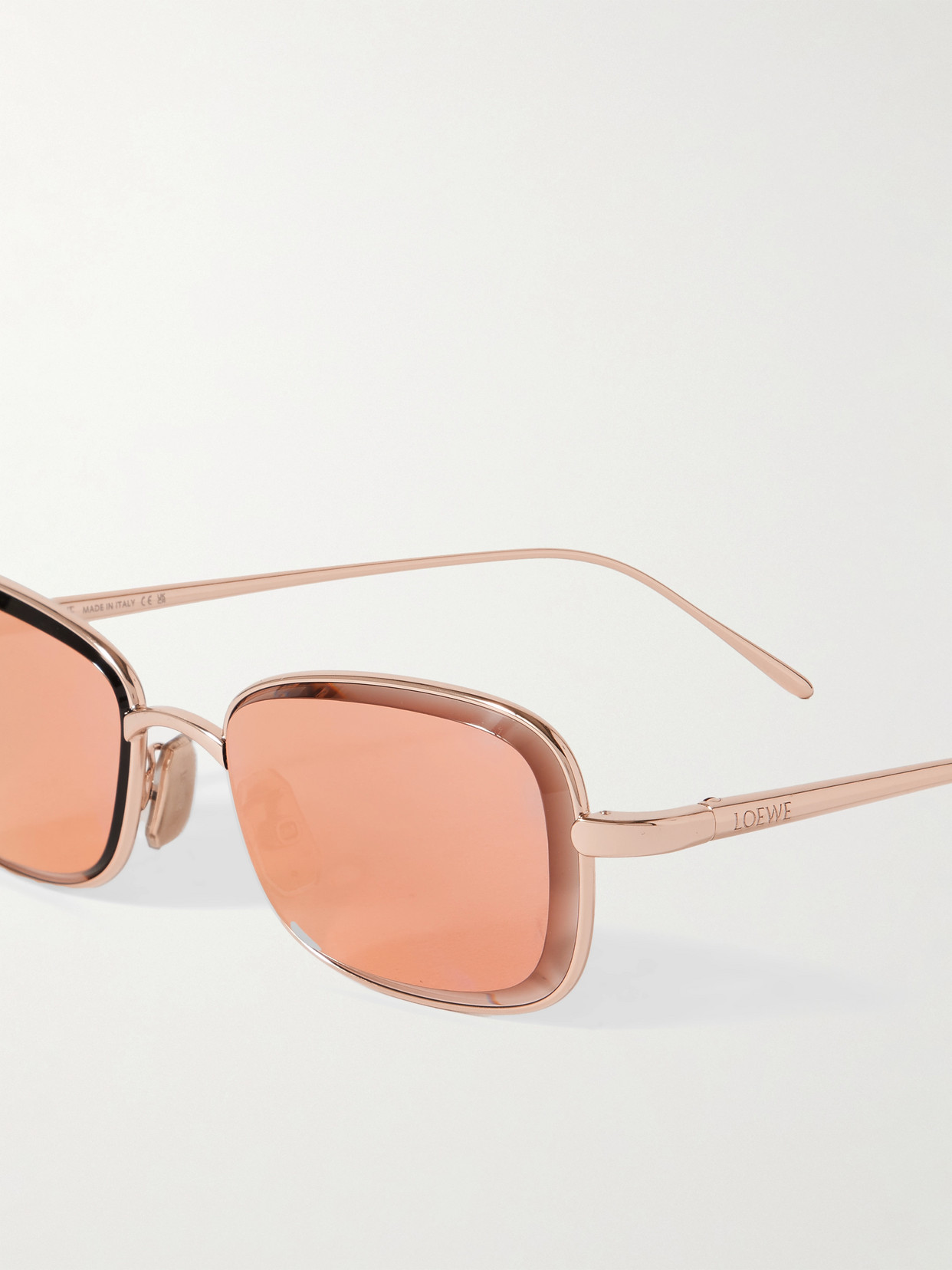 Loewe Square-frame Rose Gold-tone Sunglasses In Rose Gold