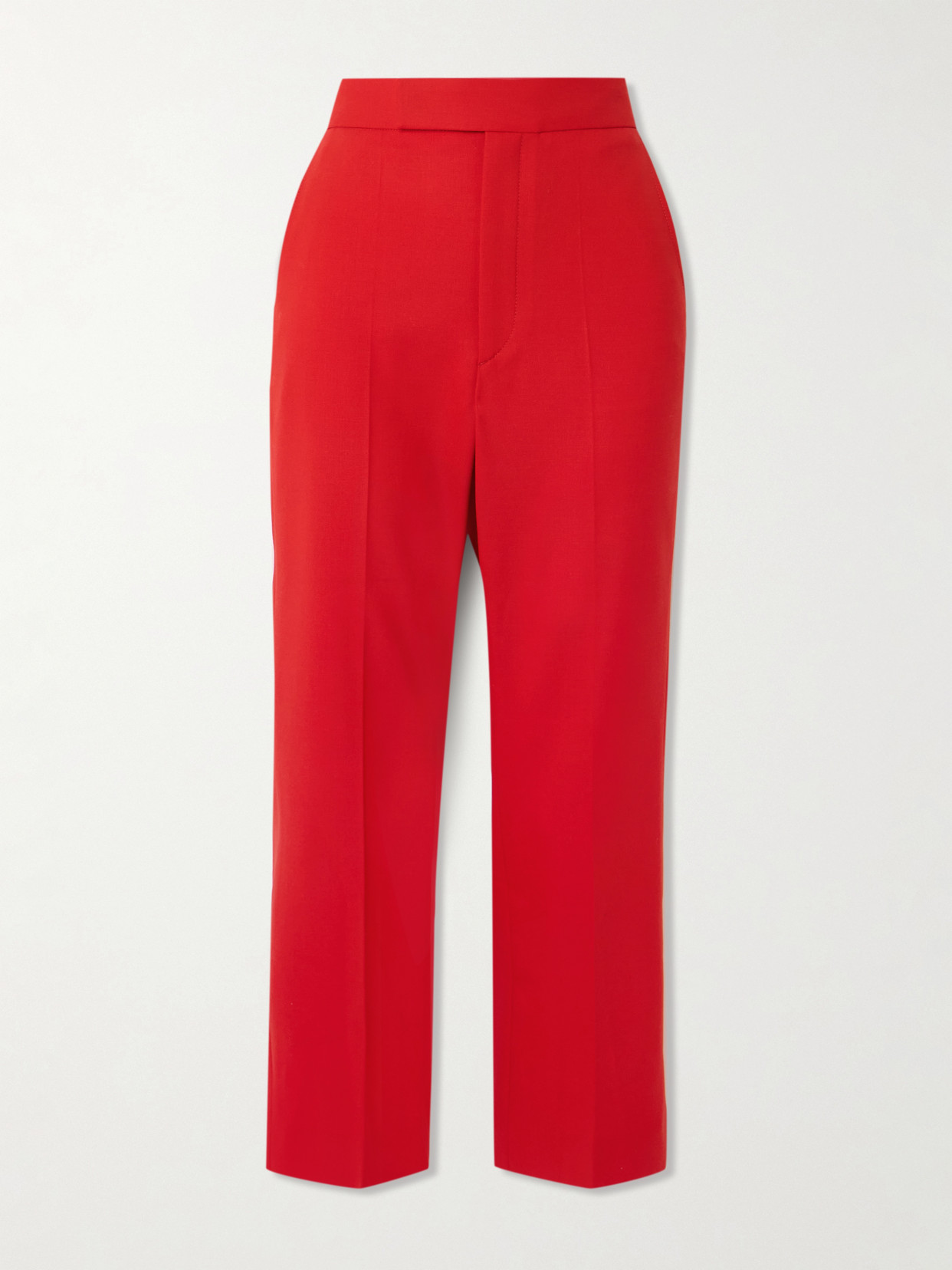Maria Mcmanus Cropped Wool-blend Crepe Flared Pants In Red