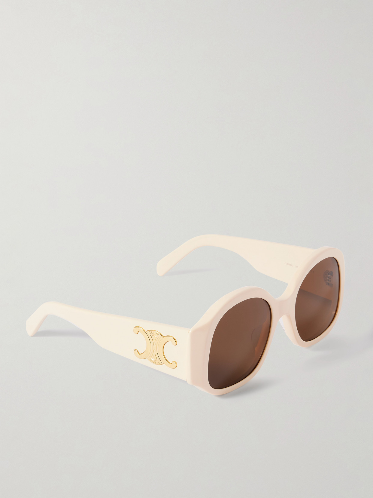Celine Maxi Triomphe Round-frame Acetate Sunglasses In Off-white