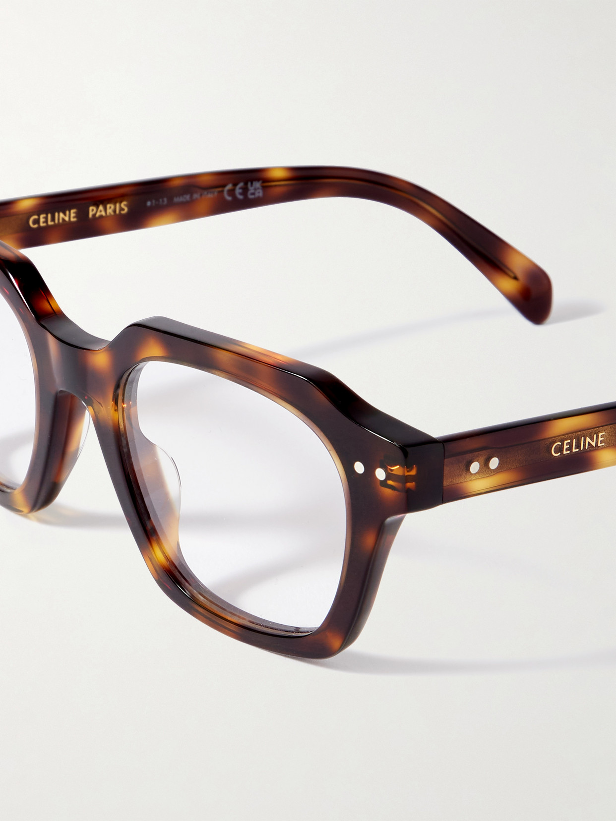 CELINE SQUARE-FRAME TORTOISESHELL ACETATE OPTICAL GLASSES