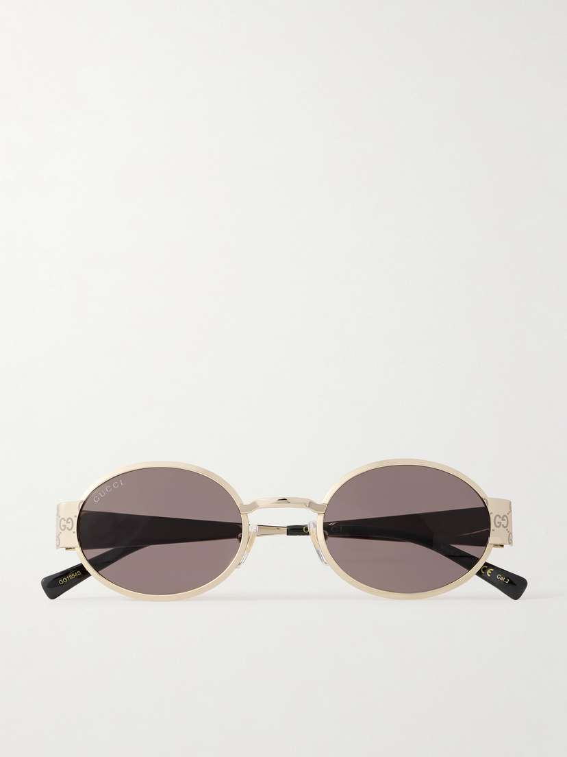 Gucci Eyewear Oval-frame Gold-tone Sunglasses