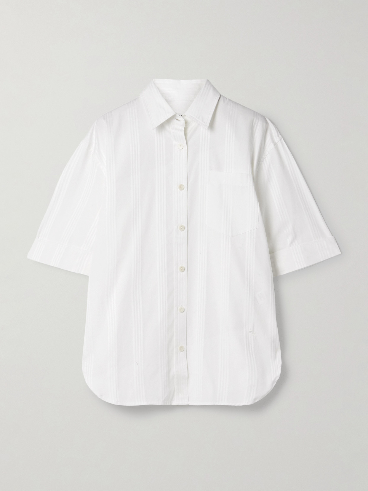 Maria Mcmanus Oversized Striped Organic Cotton-jacquard Shirt In White
