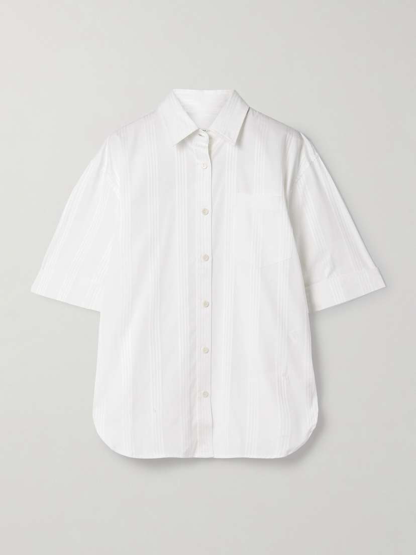 Maria McManus Oversized Striped Organic Cotton-jacquard Shirt