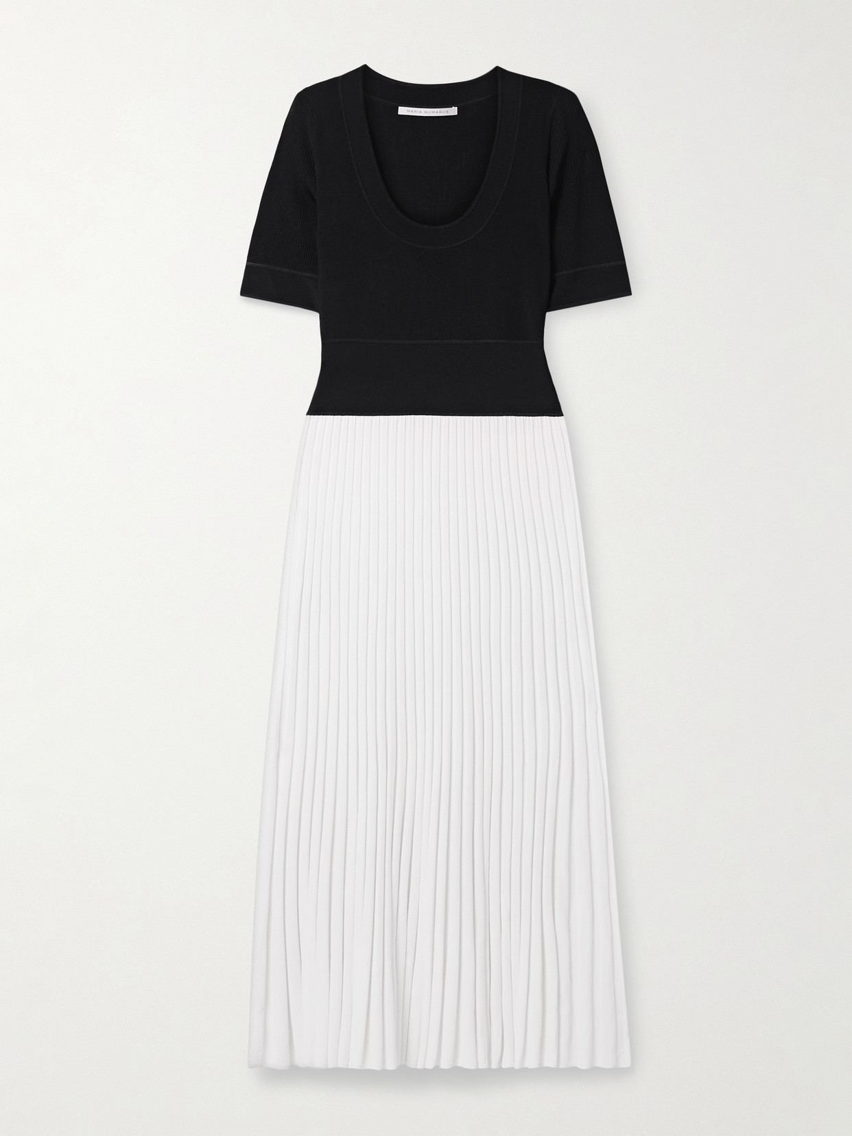 Maria Mcmanus Ballet Two-tone Pleated Stretch-knit Midi Dress In White