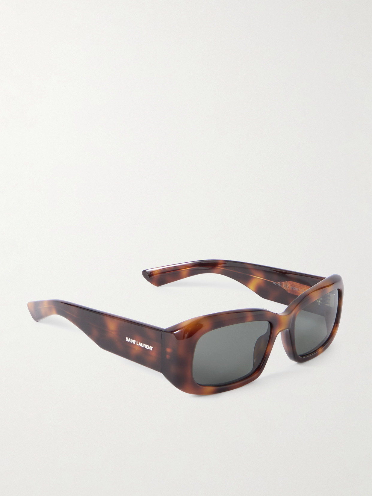 Saint Laurent Rectangle-frame Tortoiseshell Acetate Sunglasses In Tortoiseshell