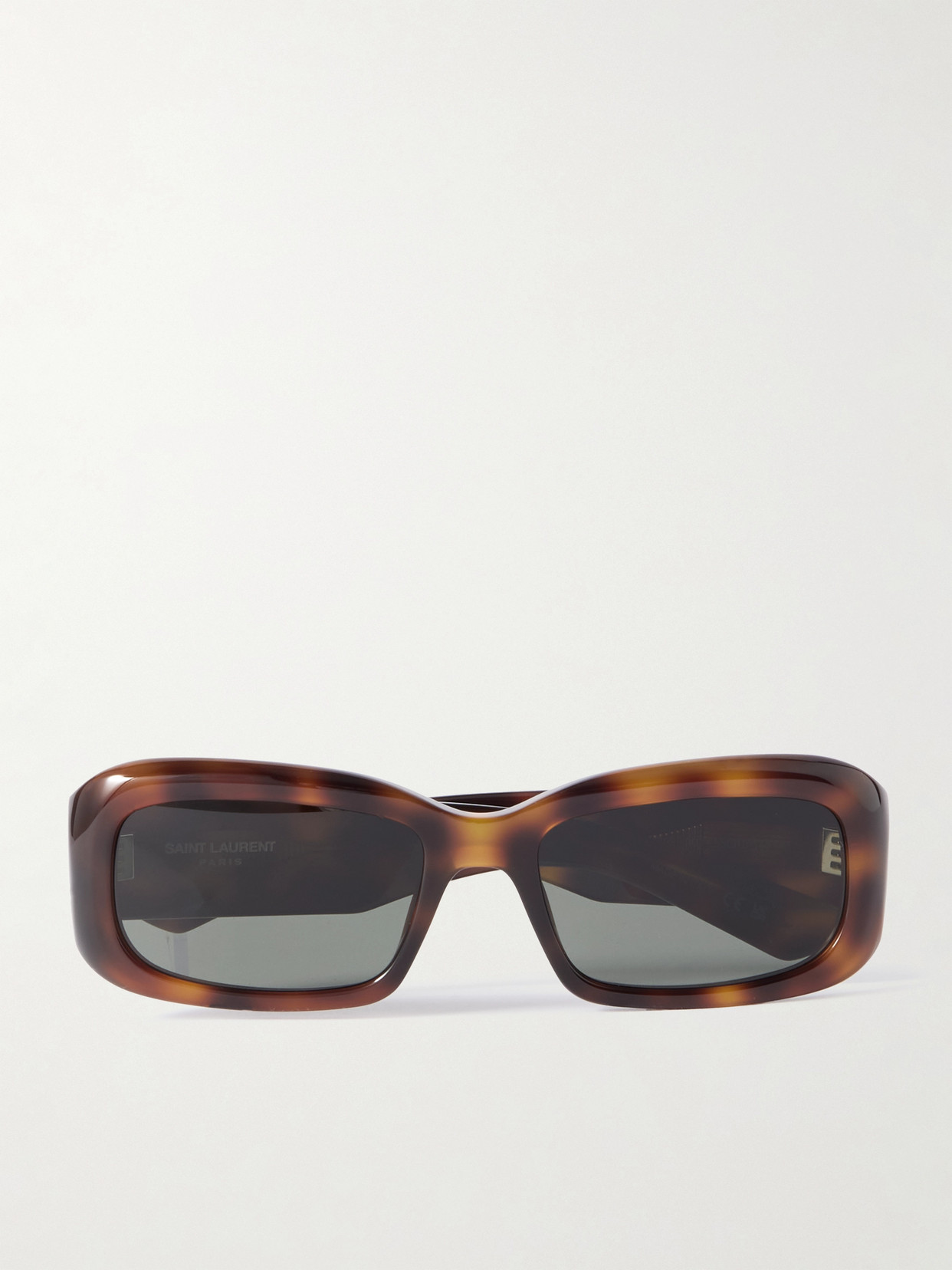 Saint Laurent Rectangle-frame Tortoiseshell Acetate Sunglasses In Tortoiseshell