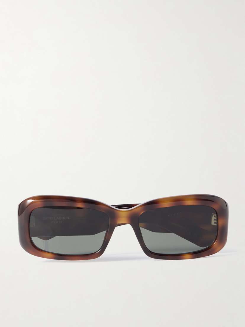 Saint Laurent Eyewear Rectangle-frame Tortoiseshell Acetate Sunglasses