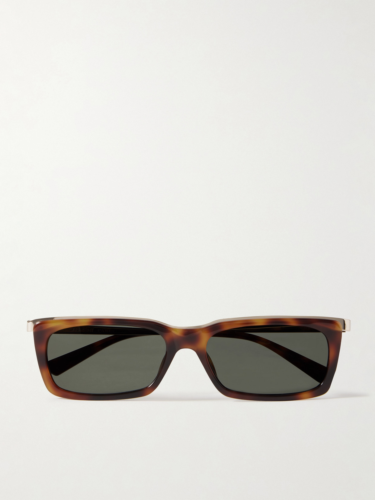 Saint Laurent Rectangle-frame Tortoiseshell Acetate And Gold-tone Sunglasses In Multi