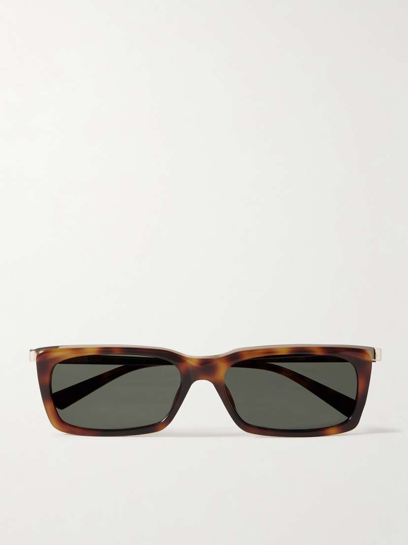 Saint Laurent Eyewear Rectangle-frame Tortoiseshell Acetate And Gold-tone Sunglasses