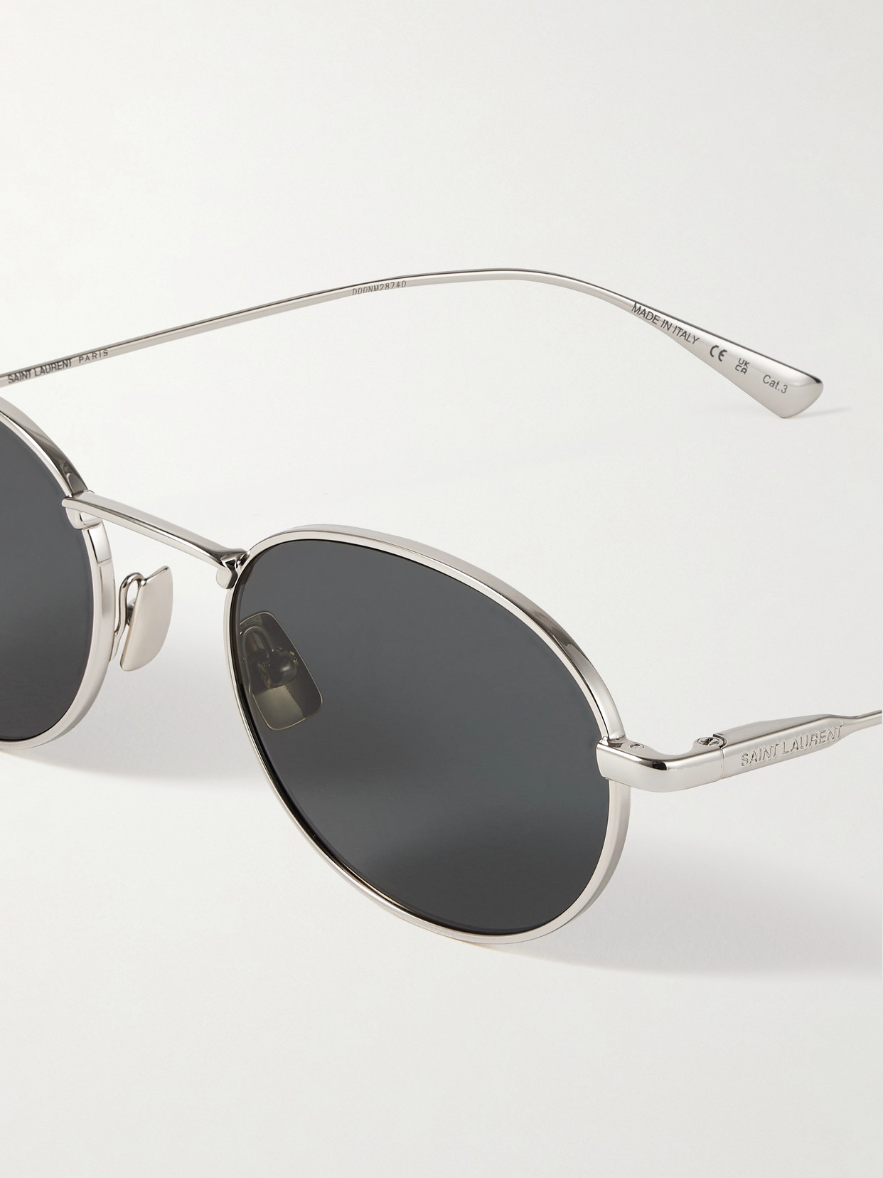 Saint Laurent Round-frame Gold-tone Sunglasses In Silver