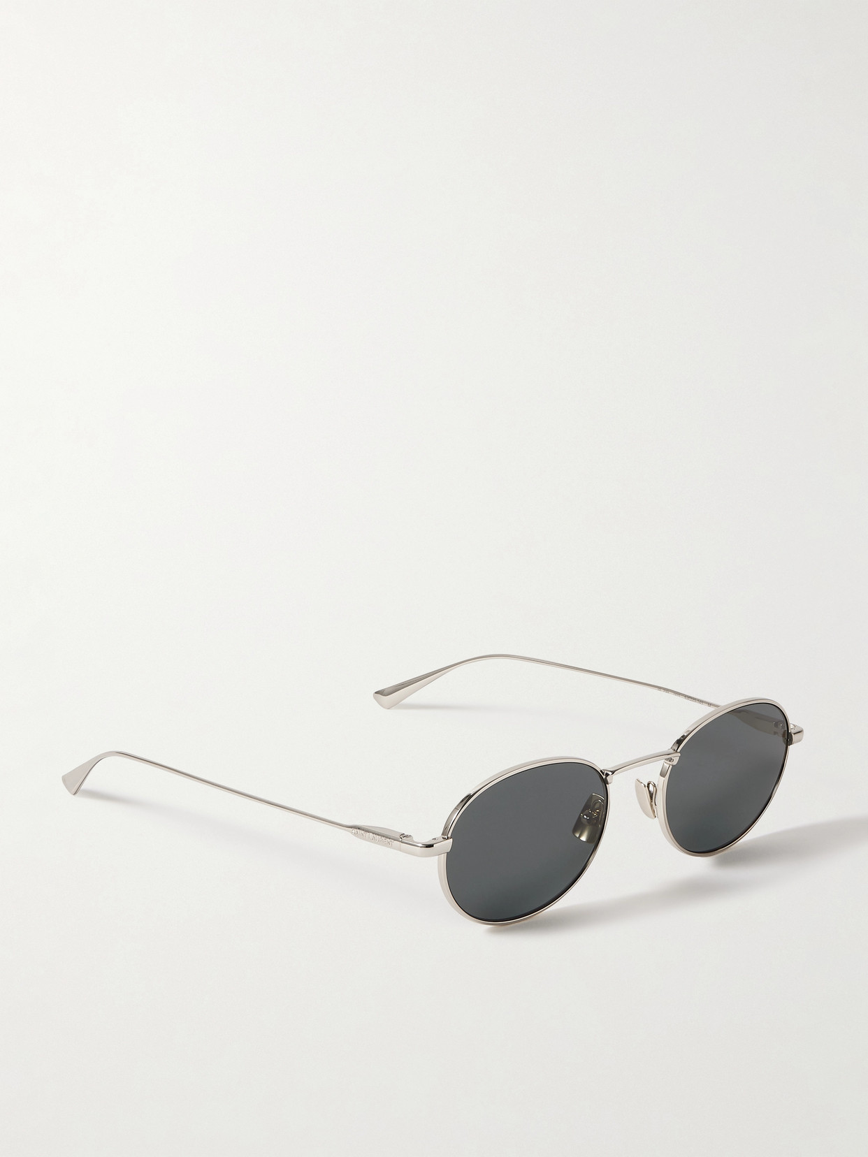 Saint Laurent Round-frame Gold-tone Sunglasses In Silver