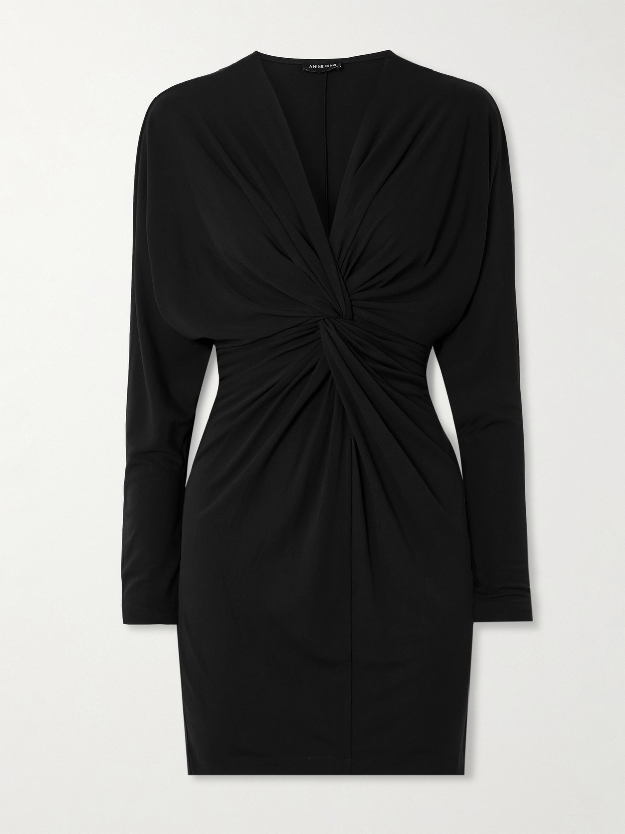 ANINE BING MATHILDE TWIST-FRONT STRETCH-JERSEY MINI DRESS