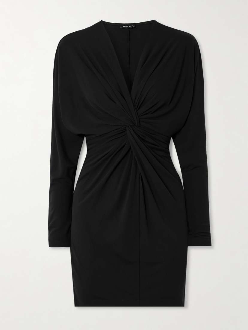Anine Bing Mathilde Twist-front Stretch-jersey Mini Dress
