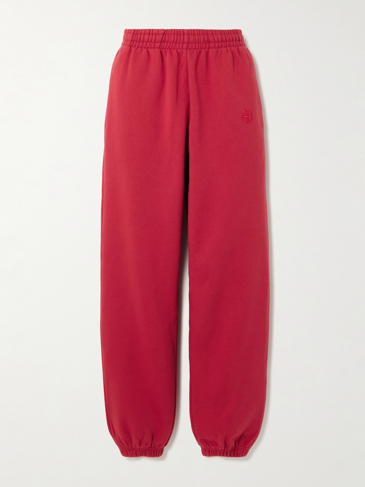 ANINE BING KARTER COTTON-BLEND FLEECE TRACK PANTS