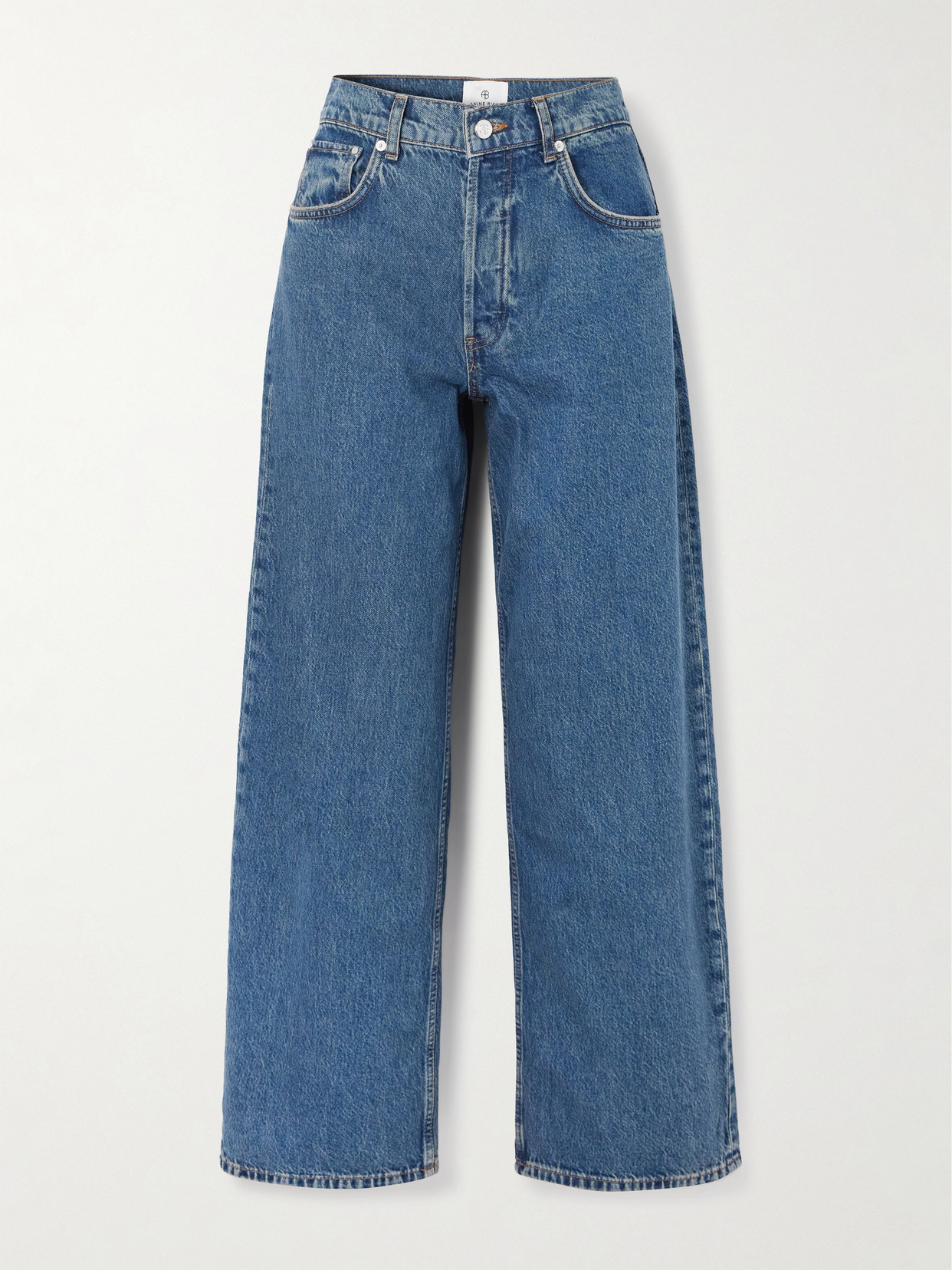 Anine Bing Manon Mid-rise Wide-leg Jeans In Blue