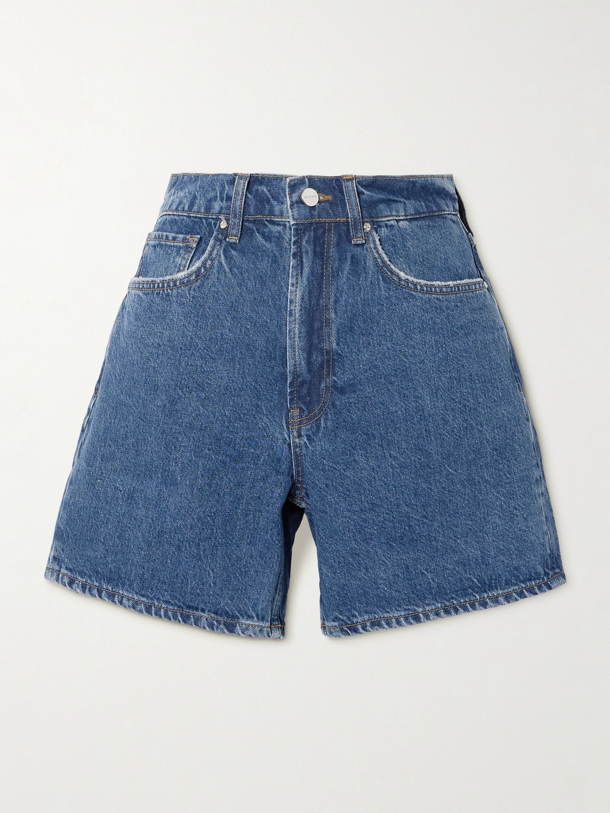 Anine Bing Kat Organic Denim Shorts In Blue