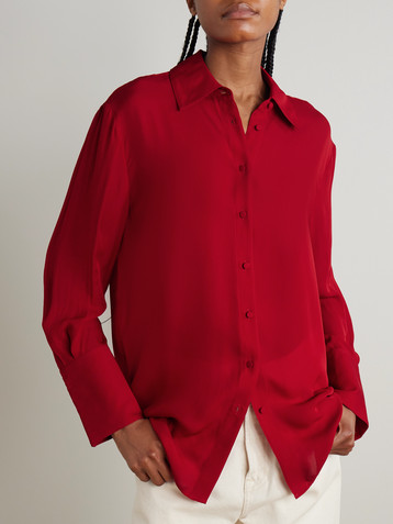 ANINE BING Bridget silk-blend crepe shirt