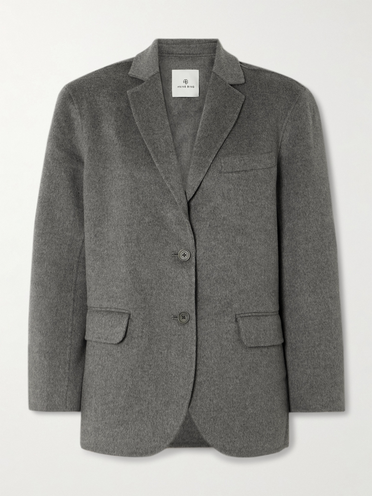 Anine Bing Quinn Oversized Wool And Cashmere-blend Blazer In Grey