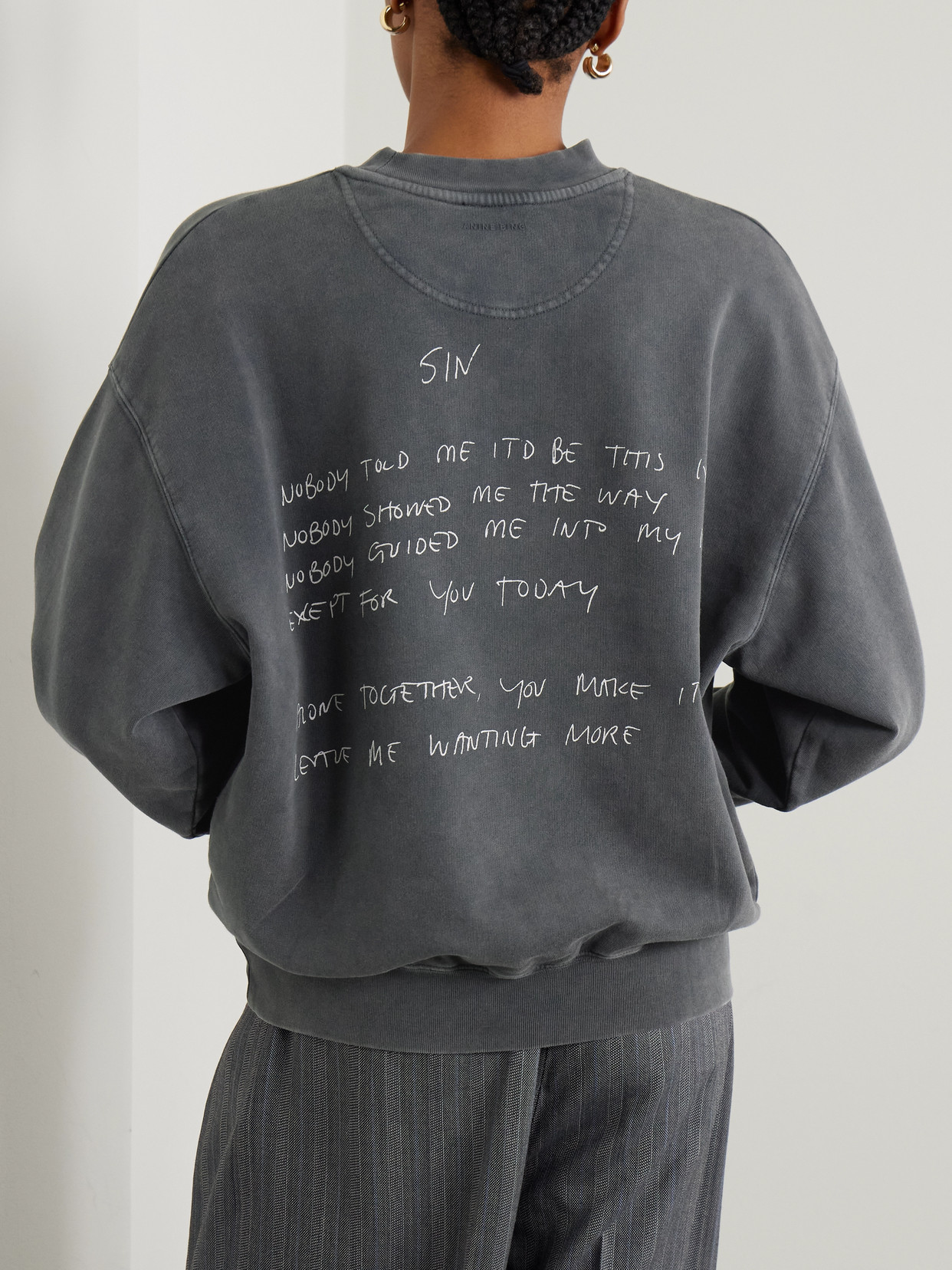 ANINE BING JACI PRINTED COTTON-JERSEY SWEATSHIRT