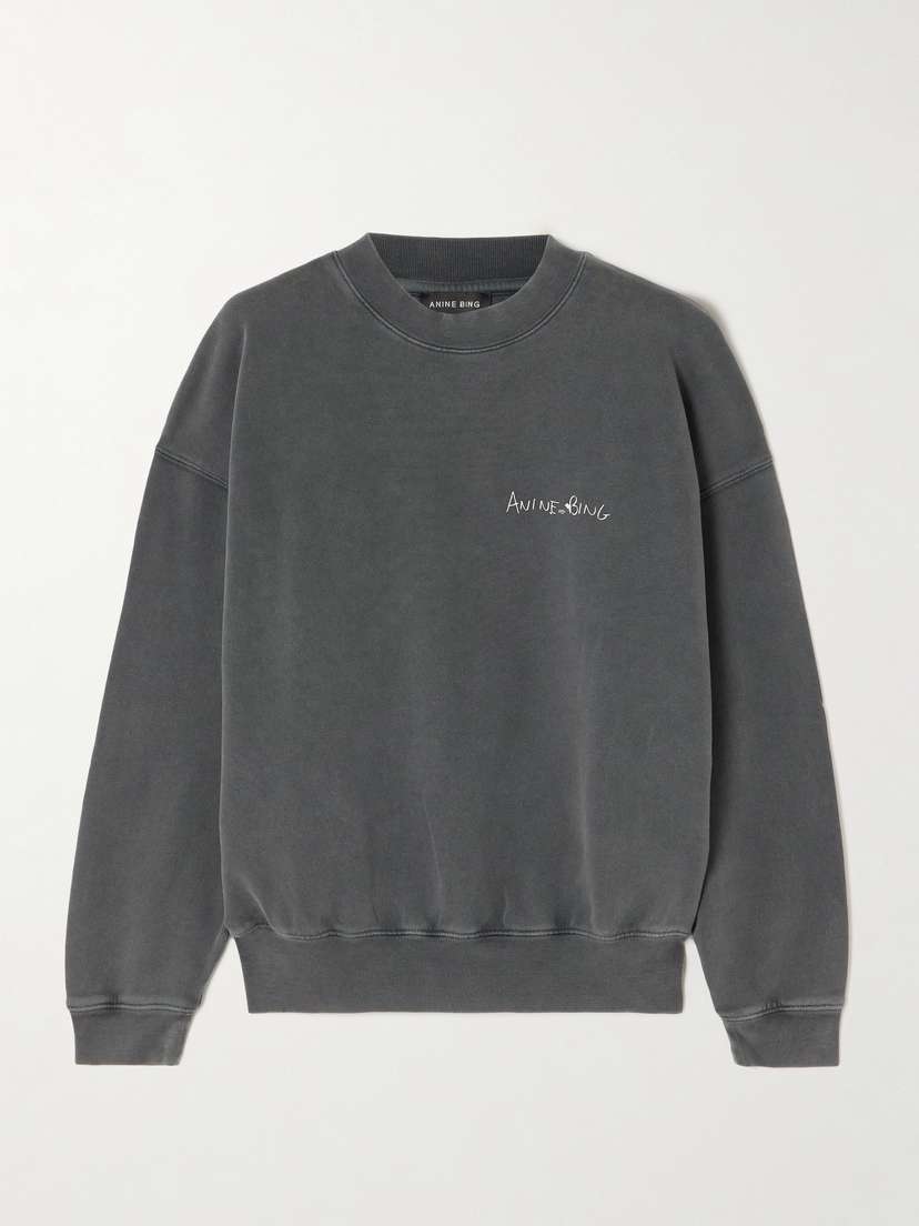 Anine Bing Jaci Printed Cotton-jersey Sweatshirt