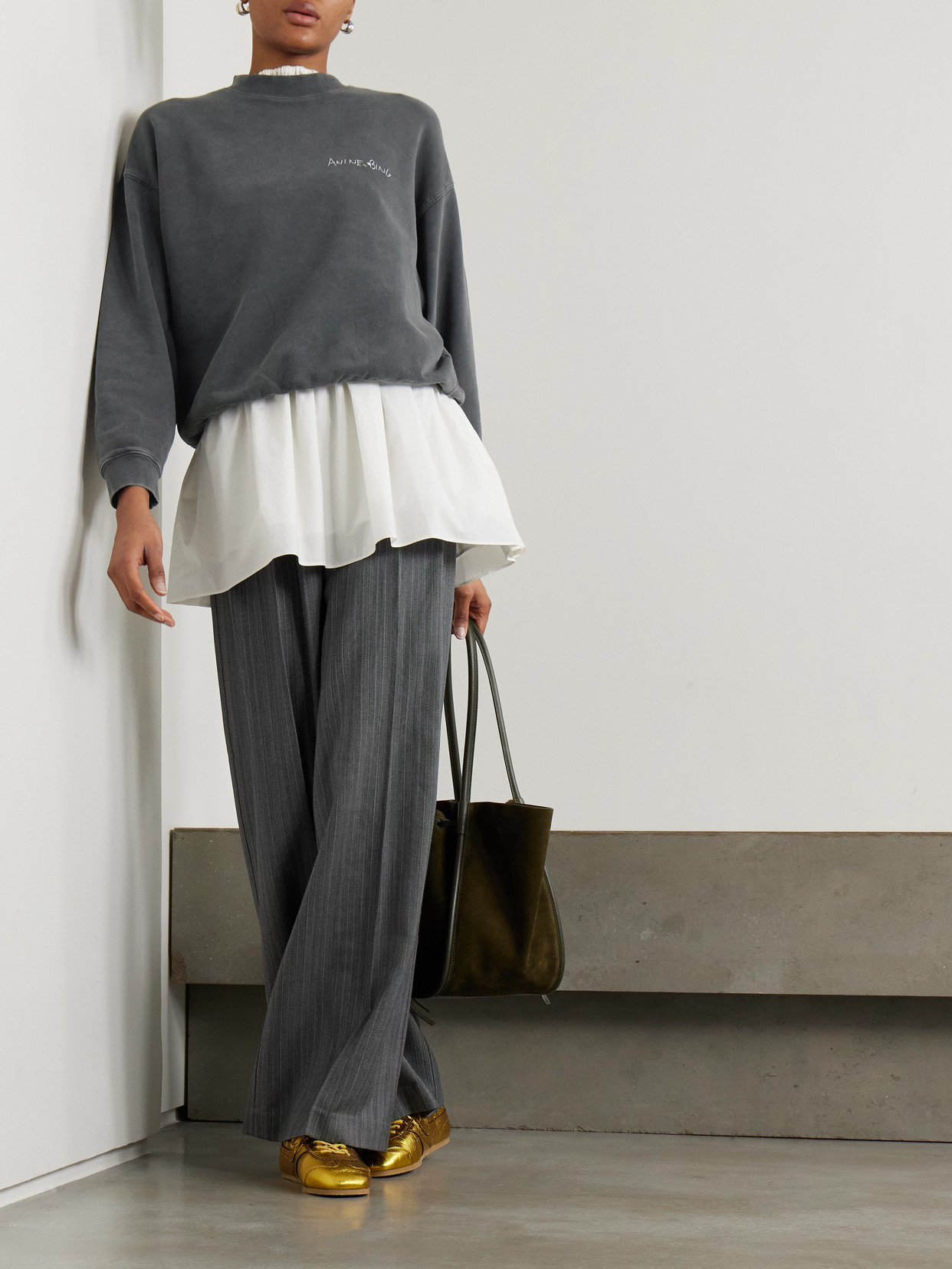 ANINE BING JACI PRINTED COTTON-JERSEY SWEATSHIRT