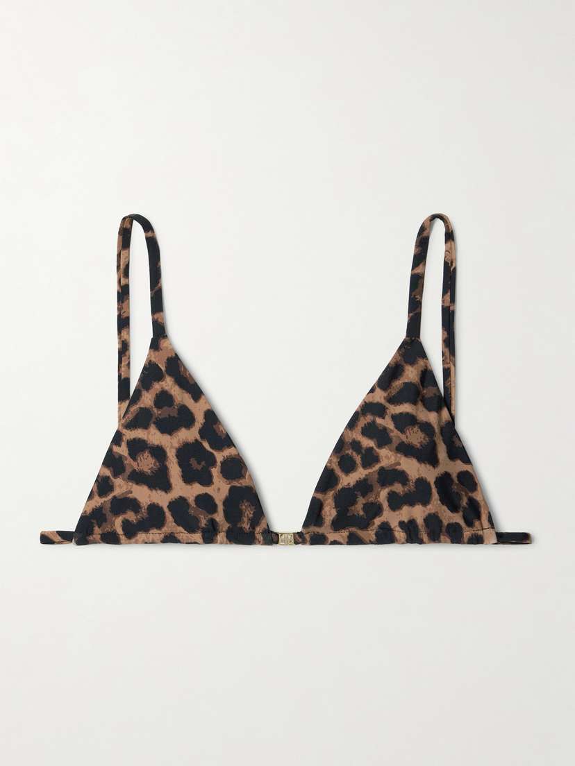 Anine Bing Bellamy Leopard-print Recycled Bikini Top