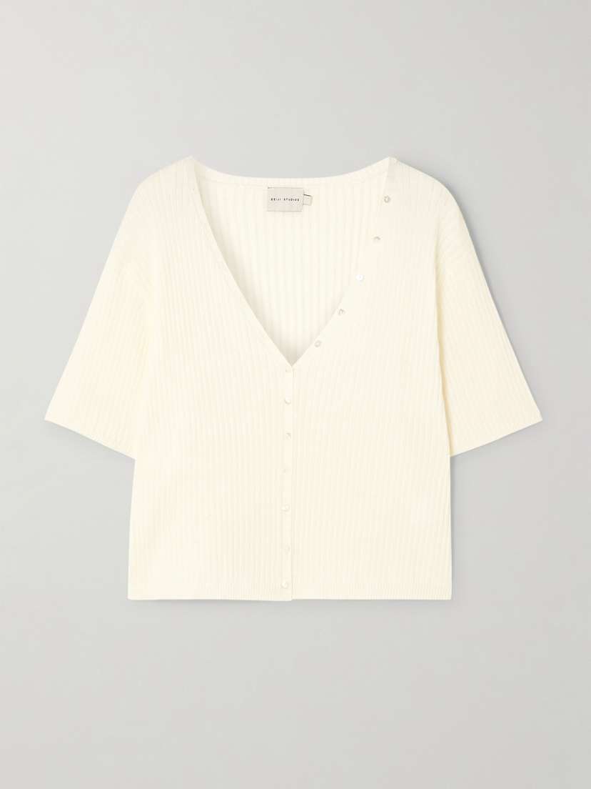 Deiji Studios Ribbed Cotton And Cashmere-blend Cardigan