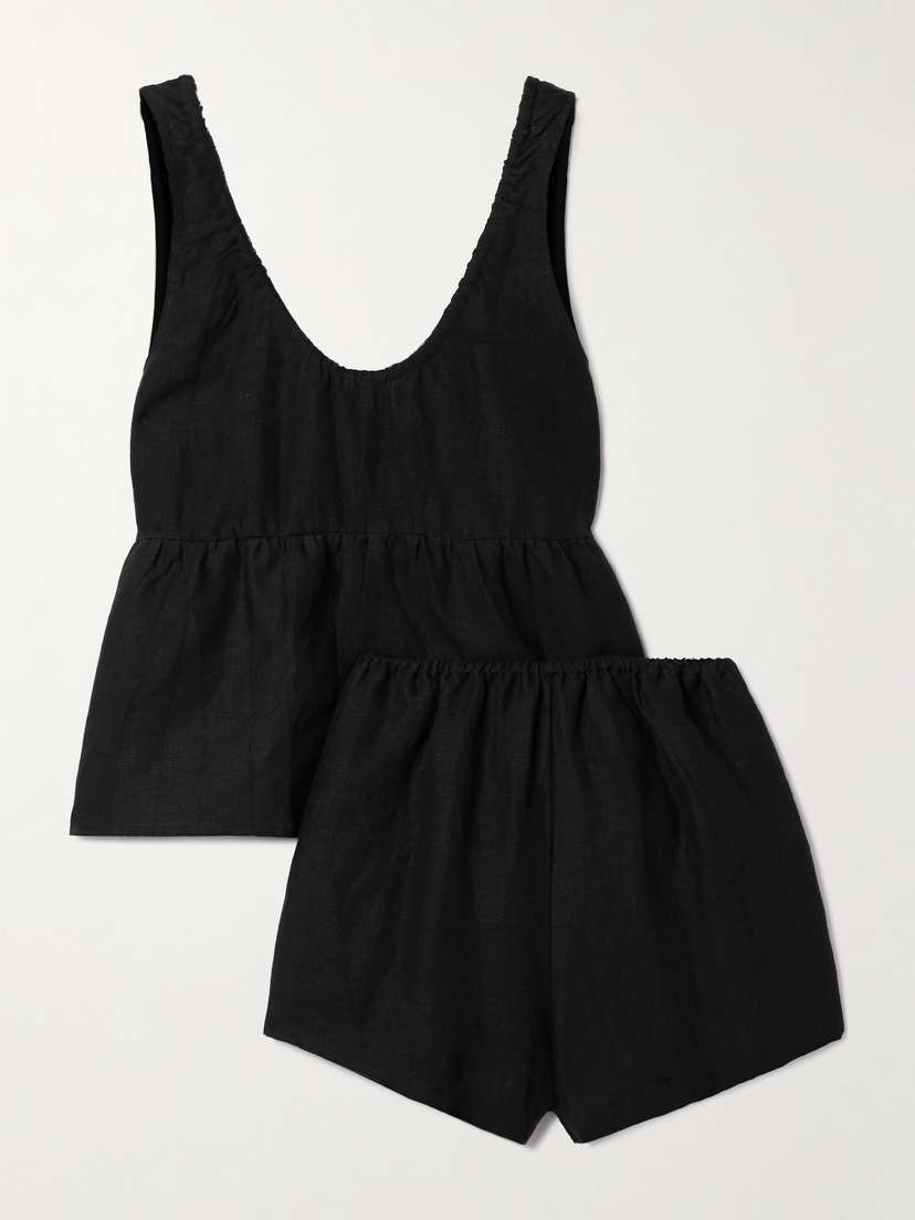 Deiji Studios Linen Tank And Shorts Pajama Set