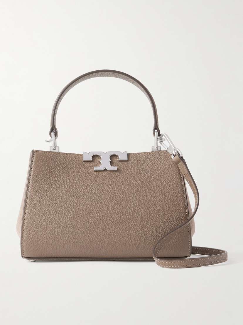 Tory Burch Eleanor Mini Suede-trimmed Textured-leather Shoulder Bag