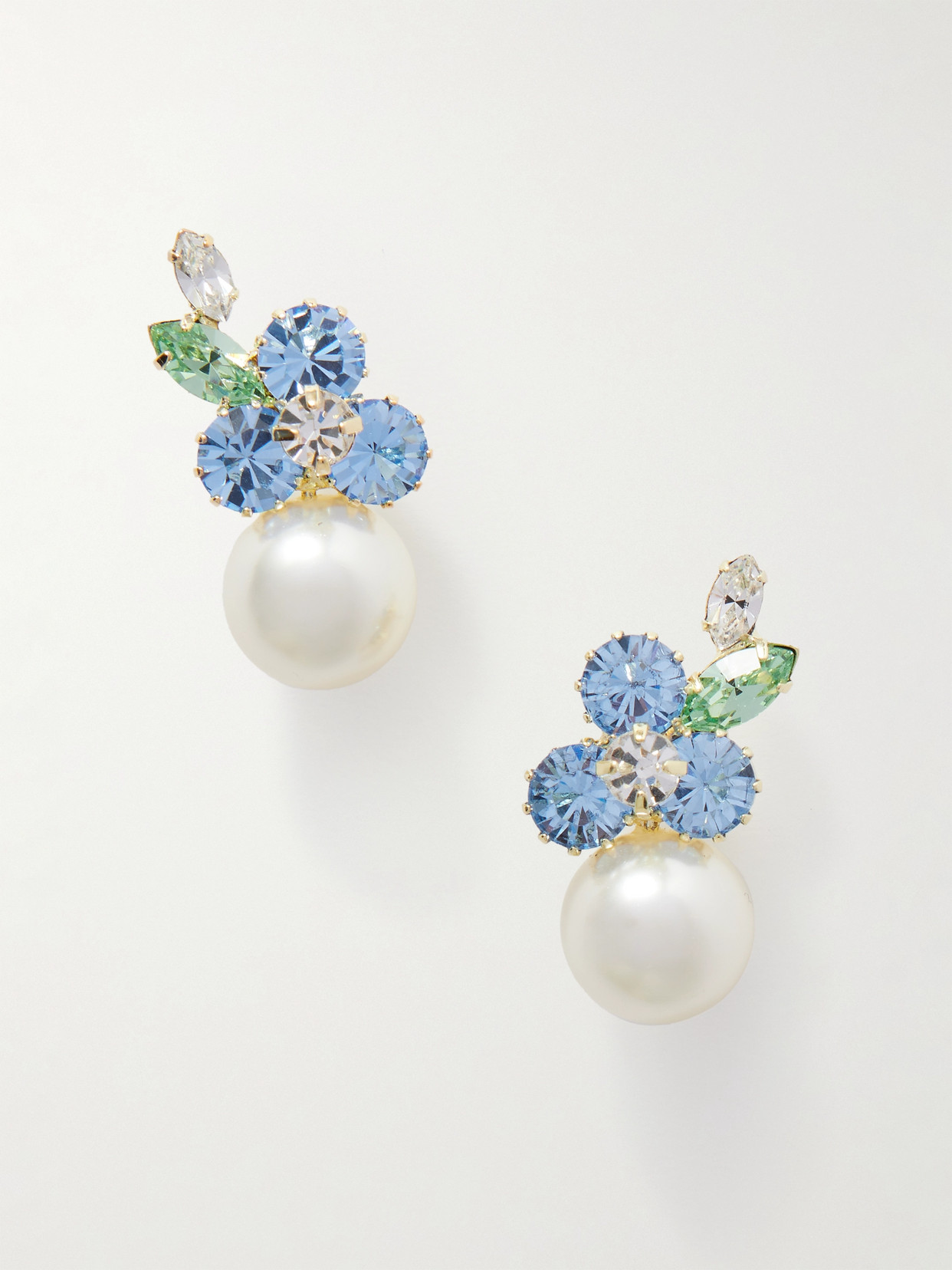 Jennifer Behr Vivi Gold-plated Faux Pearl And Crystal Earrings In Blue