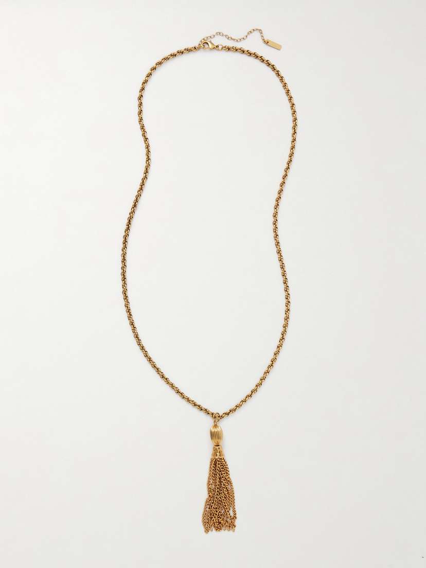 Jennifer Behr Tasseled Gold-plated Necklace